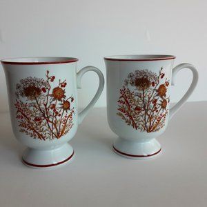 Bramble Fanci Florals Collection Autumn Foliage Porcelain Footed Cups Mugs (2)